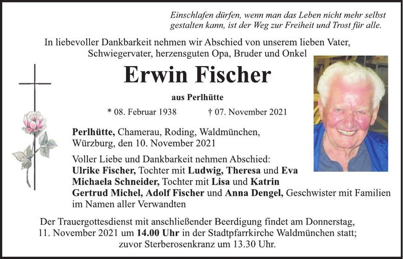 Traueranzeige Erwin Fischer