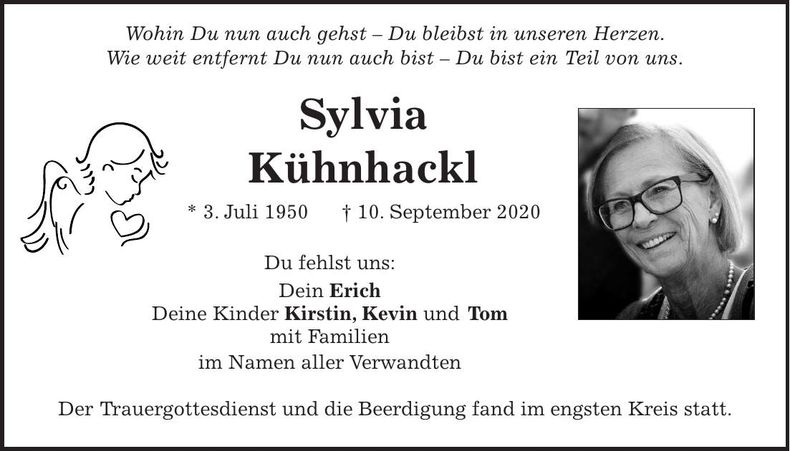 Traueranzeige Sylvia Kühnhackl