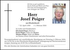Traueranzeige Josef Poiger
