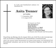 Traueranzeige Anita Trenner