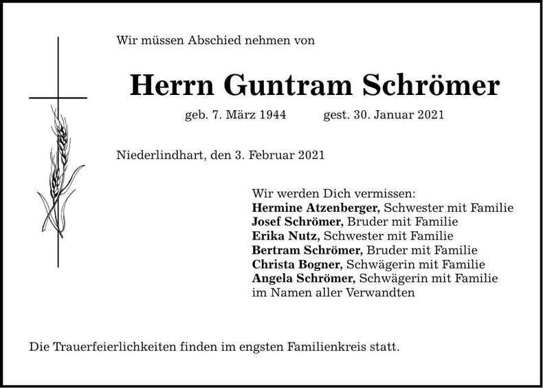Traueranzeige Gutram Schrömer