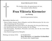Traueranzeige Viktoria Kiermeier