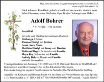 Traueranzeige Adolf Bohrer