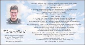 Traueranzeige Thomas Christl