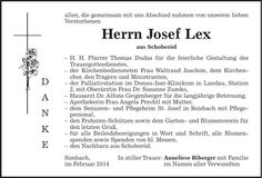 Traueranzeige Josef Lex