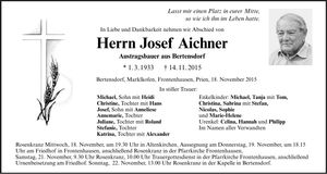 Traueranzeige Josef Aichner