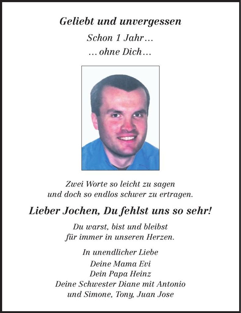 Traueranzeige Jochen Schreckenast