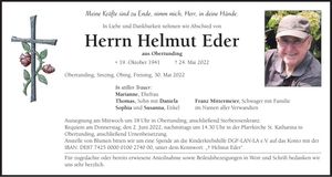 Traueranzeige Helmut Eder
