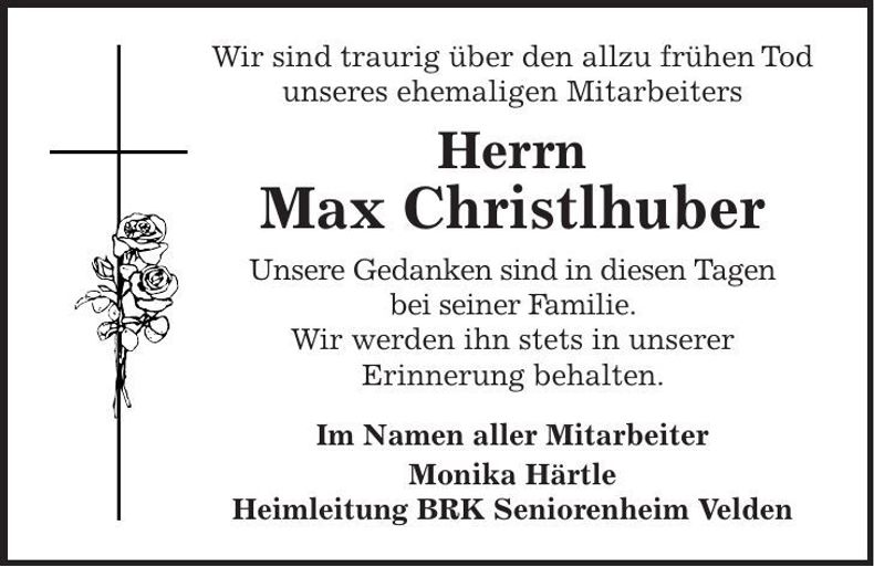 Traueranzeige Max Christlhuber