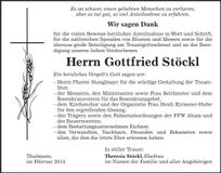 Traueranzeige Gottfried Stöckl