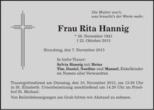 Traueranzeige Rita Hannig
