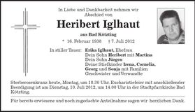 Traueranzeige Heribert Iglhaut