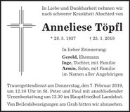 Traueranzeige Anneliese Töpfl