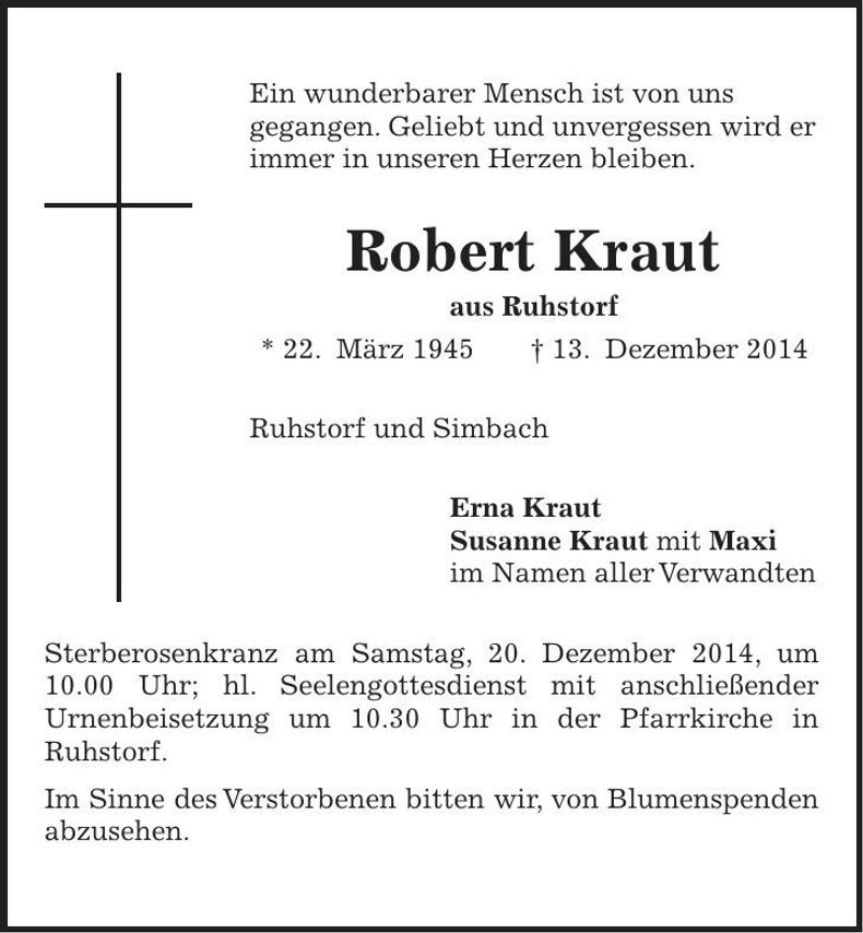 Traueranzeige Robert Kraut