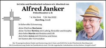 Traueranzeige Alfred Janker