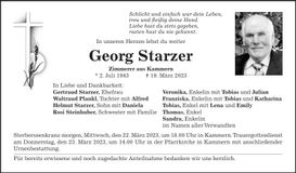 Traueranzeige Georg Starzer
