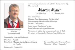Traueranzeige Martin Maier