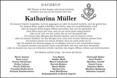 Traueranzeige Katharina Müller