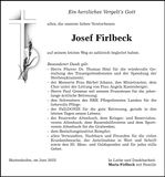 Traueranzeige Josef Firlbeck