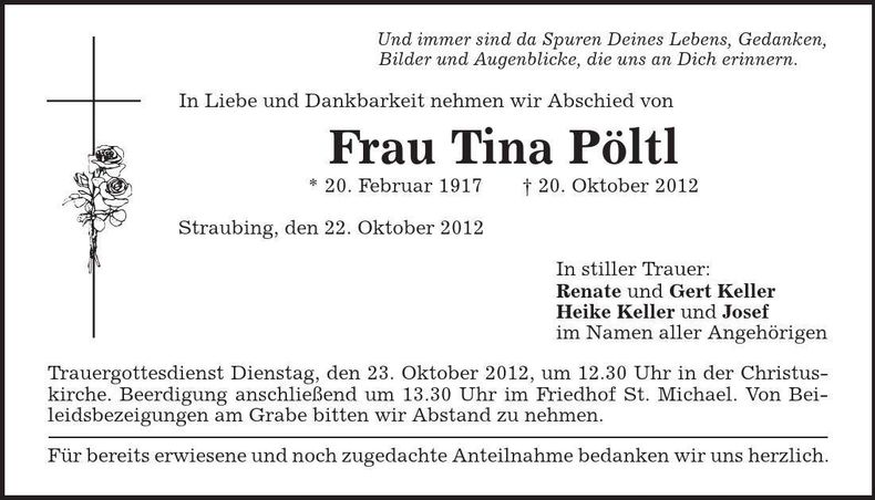 Traueranzeige Renate Keller