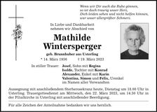Traueranzeige Mathilde Wintersperger