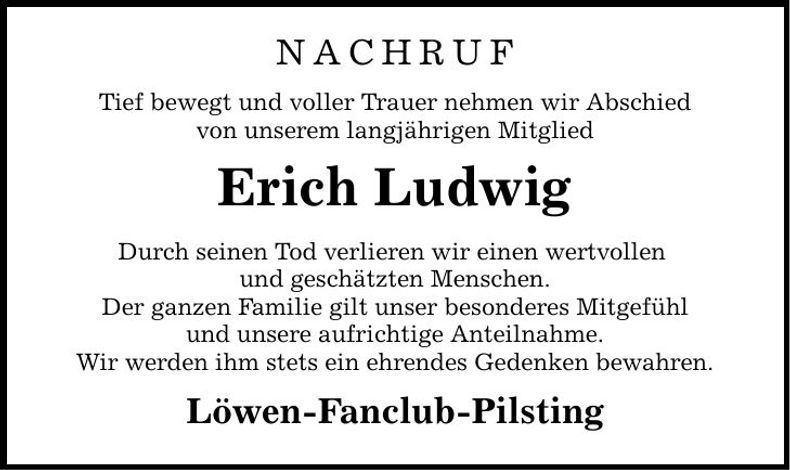 Traueranzeige Erich Ludwig