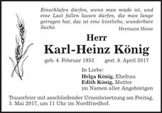 Traueranzeige Karl-Heinz König