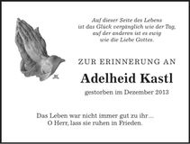 Traueranzeige Adelheid Kastl