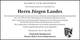 Traueranzeige Jürgen Landes