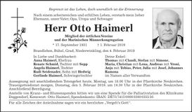 Traueranzeige Otto Haimerl