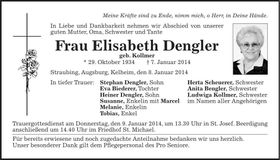 Traueranzeige Elisabeth Dengler
