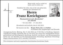 Traueranzeige Franz Kreichgauer
