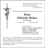 Traueranzeige Elfriede Weber
