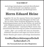 Traueranzeige Heine Eduard