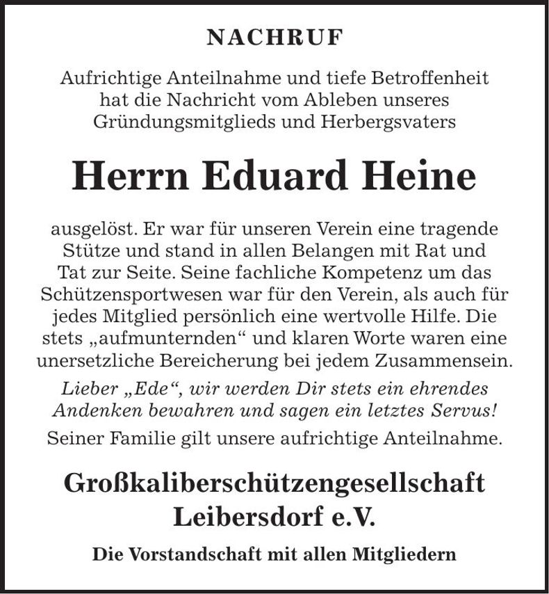 Traueranzeige Heine Eduard
