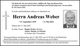 Traueranzeige Andreas Weber