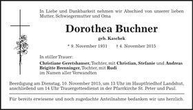 Traueranzeige Dorothea Buchner