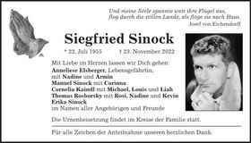 Traueranzeige Siegfried Sinock
