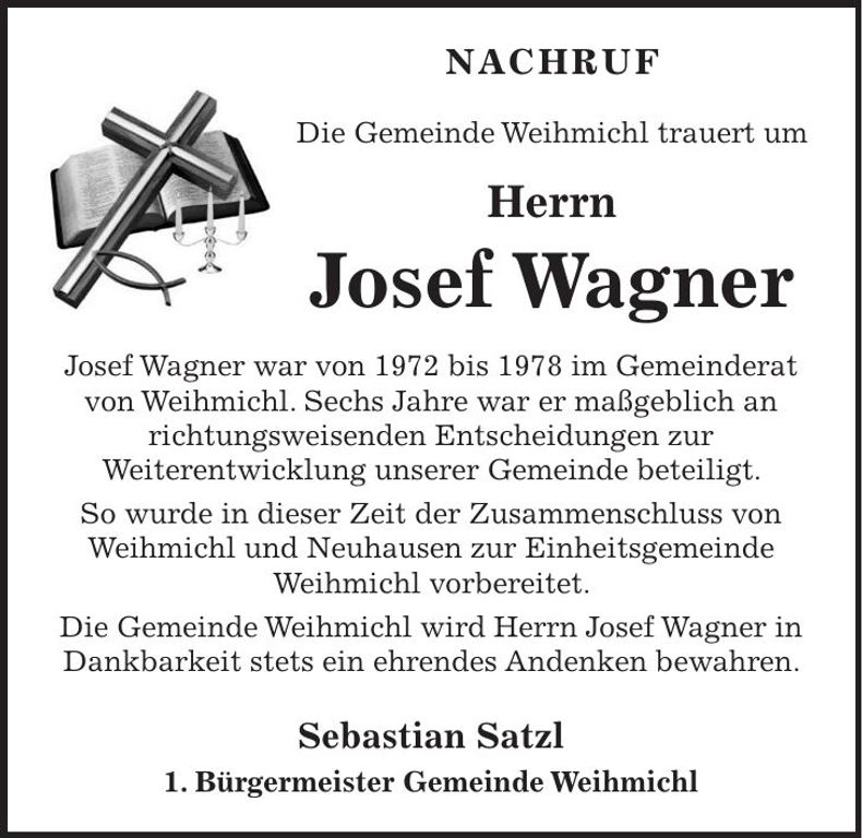 Traueranzeige Josef Wagner