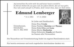 Traueranzeige Edmund Lemberger