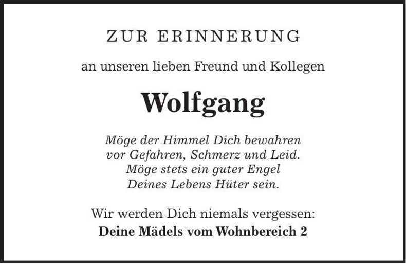 Traueranzeige Wolfgang Horner