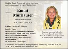 Traueranzeige Emmi Murhauser