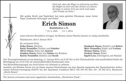 Traueranzeige Erich Simon