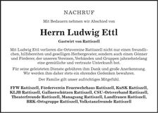 Traueranzeige Ludwig Ettl