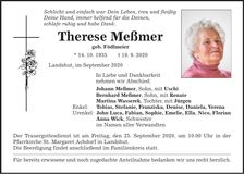 Traueranzeige Therese Meßmer