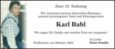 Traueranzeige Karl Babl