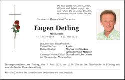 Traueranzeige Eugen Detling