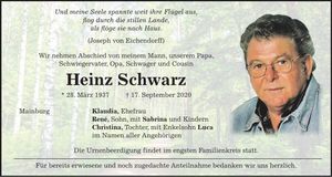 Traueranzeige Heinz Schwarz