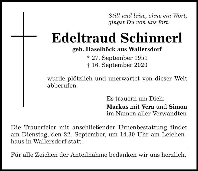 Traueranzeige Edeltraud Schinnerl