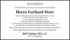 Traueranzeige Gerhard Sterr